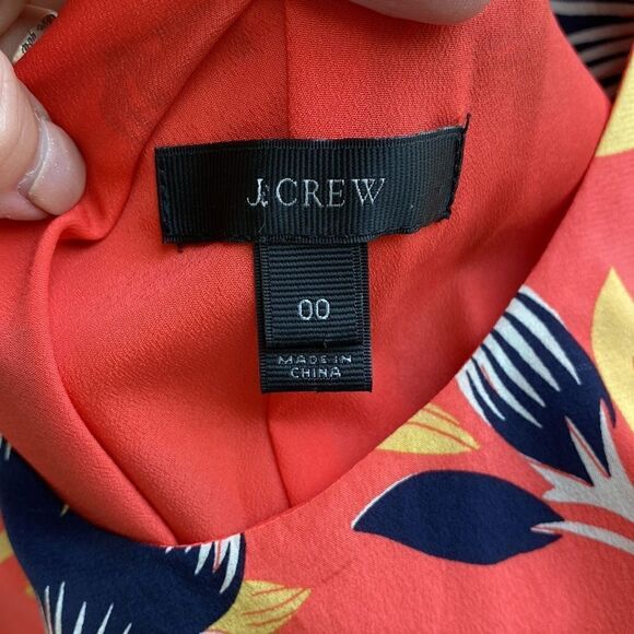 J. Crew Coral Floral Twist Back Sleeveless Silk Lightweight Dress‎ Size 00 - Picture 14 of 15